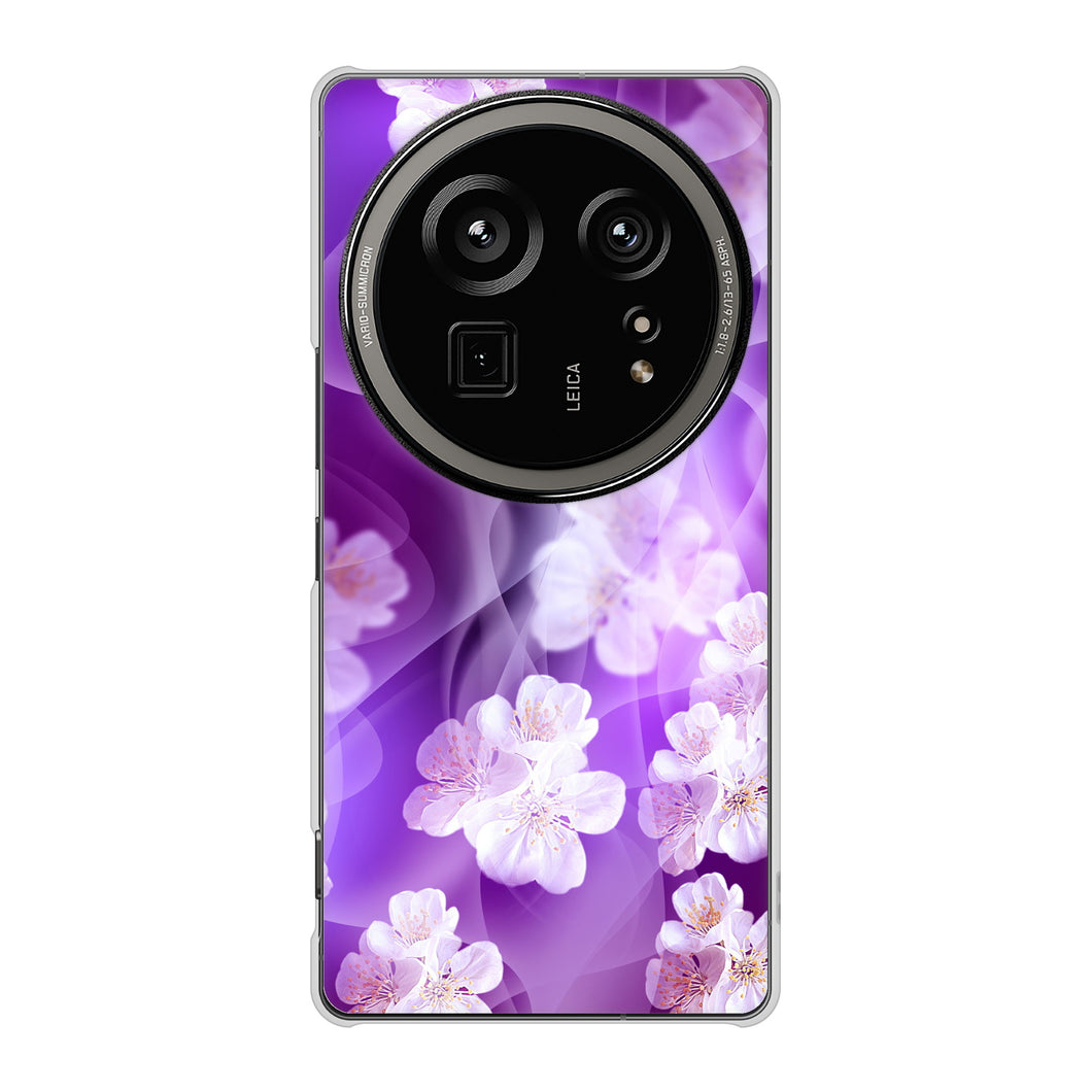 AQUOS R9 pro SH-54E docomo 高画質仕上げ 背面印刷 ハードケース 【1211 桜とパープルの風】