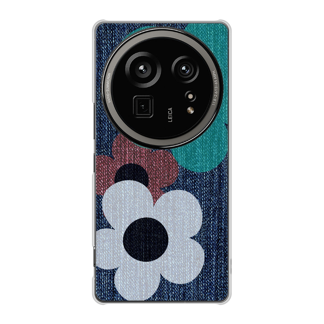 AQUOS R9 pro SH-54E docomo 高画質仕上げ 背面印刷 ハードケース 【EK869 ルーズフラワーinデニム風】