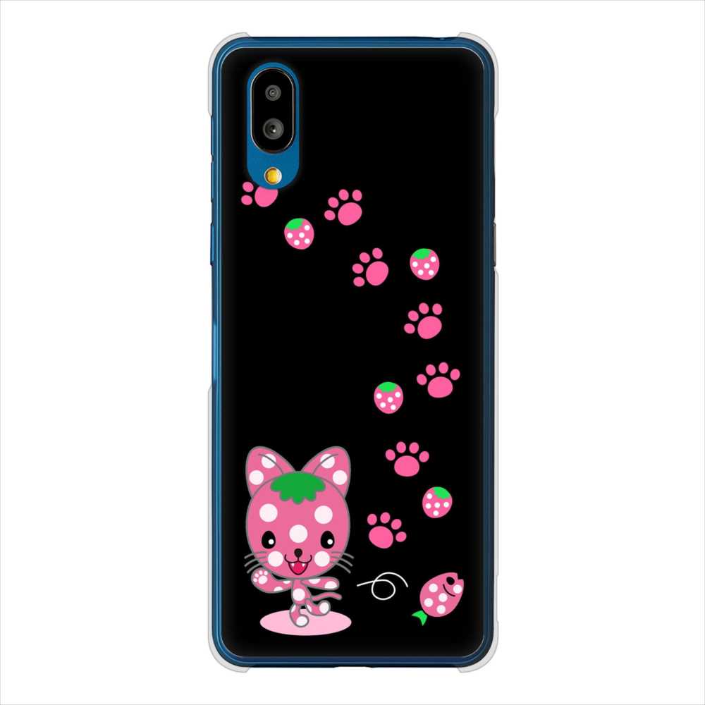 BASIO active SHG09 au 高画質仕上げ 背面印刷 ハードケースむかいあぐる イチゴ猫のにゃんベリー