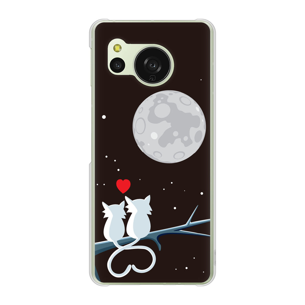 AQUOS sense8 SHG11 au 高画質仕上げ 背面印刷 ハードケース夜とネコ