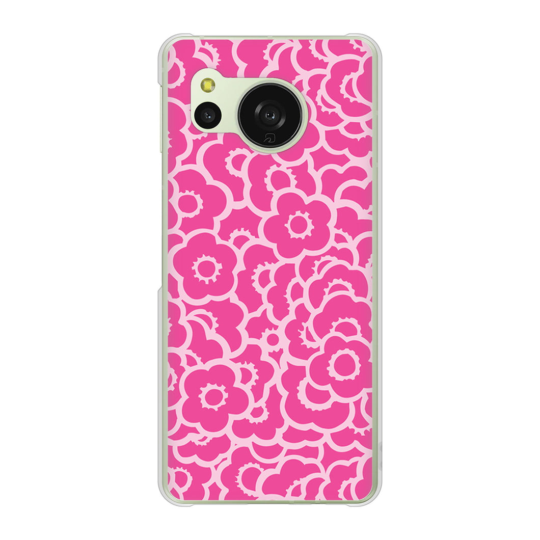 AQUOS sense8 SHG11 au 高画質仕上げ 背面印刷 ハードケース 【716 ピンクフラワー】
