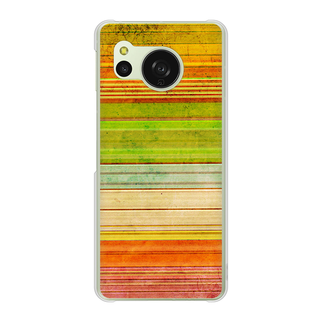 AQUOS sense8 SHG11 au 高画質仕上げ 背面印刷 ハードケース 【1324 ビンテージボーダー（色彩）】