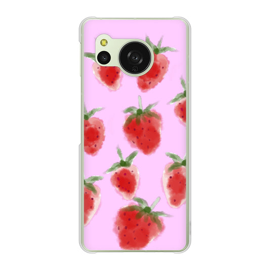 AQUOS sense8 SHG11 au 高画質仕上げ 背面印刷 ハードケースイチゴ 水彩