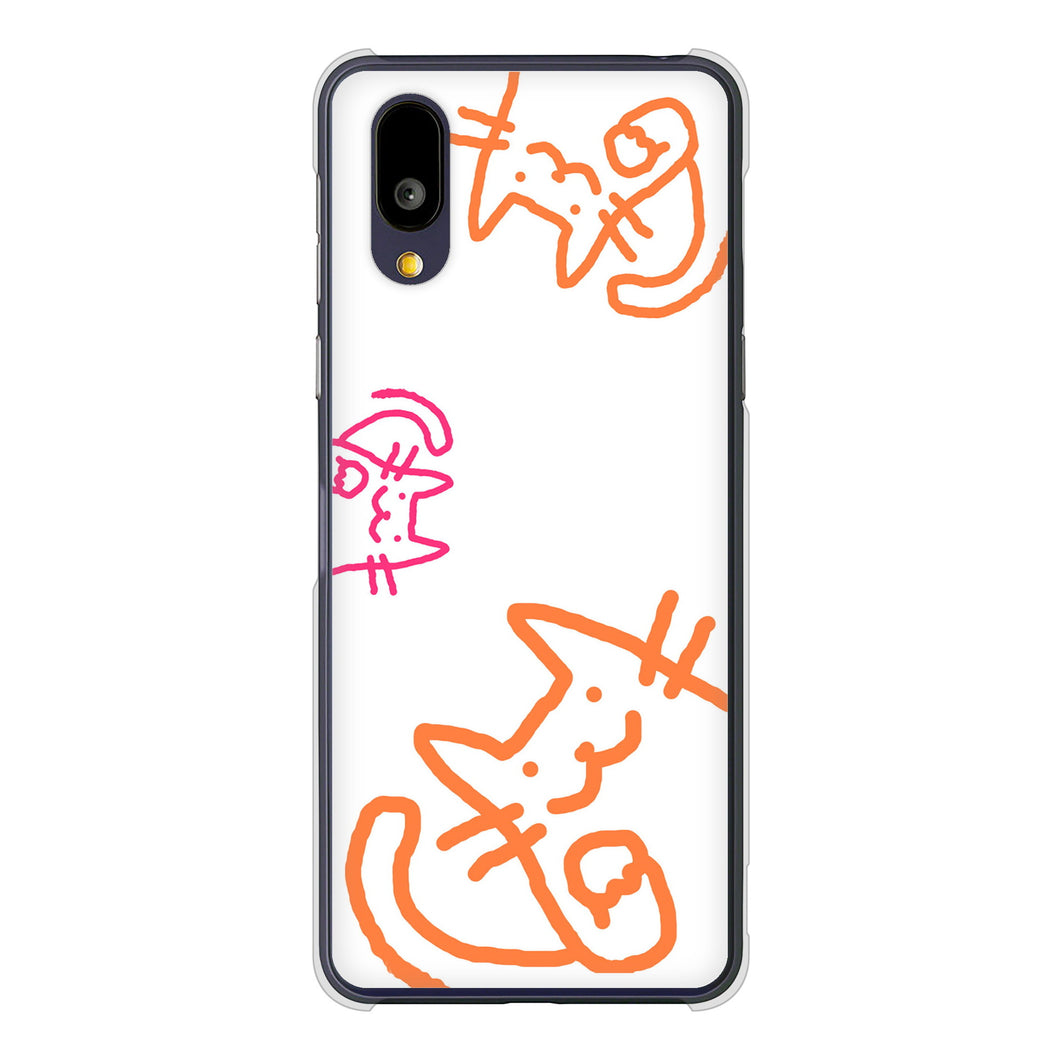 BASIO active2 SHG12 au 高画質仕上げ 背面印刷 ハードケース 【1098 手まねきする3匹のネコ】