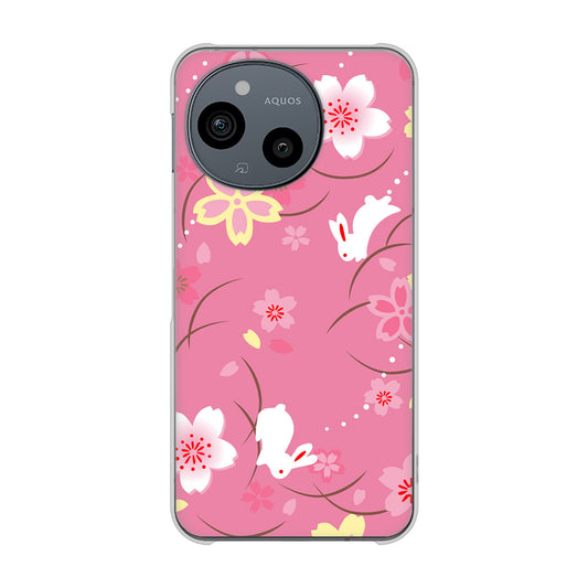 AQUOS sense9 SHG14 au 高画質仕上げ 背面印刷 ハードケース 【149 桜と白うさぎ】
