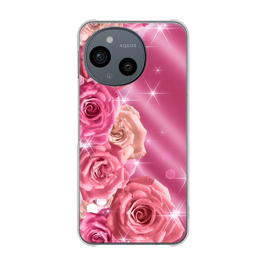 AQUOS sense9 SHG14 au 高画質仕上げ 背面印刷 ハードケース 【1182 ピンクの薔薇に誘われて】