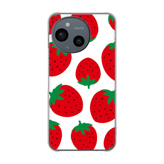 AQUOS sense9 SHG14 au 高画質仕上げ 背面印刷 ハードケース大きいイチゴ模様