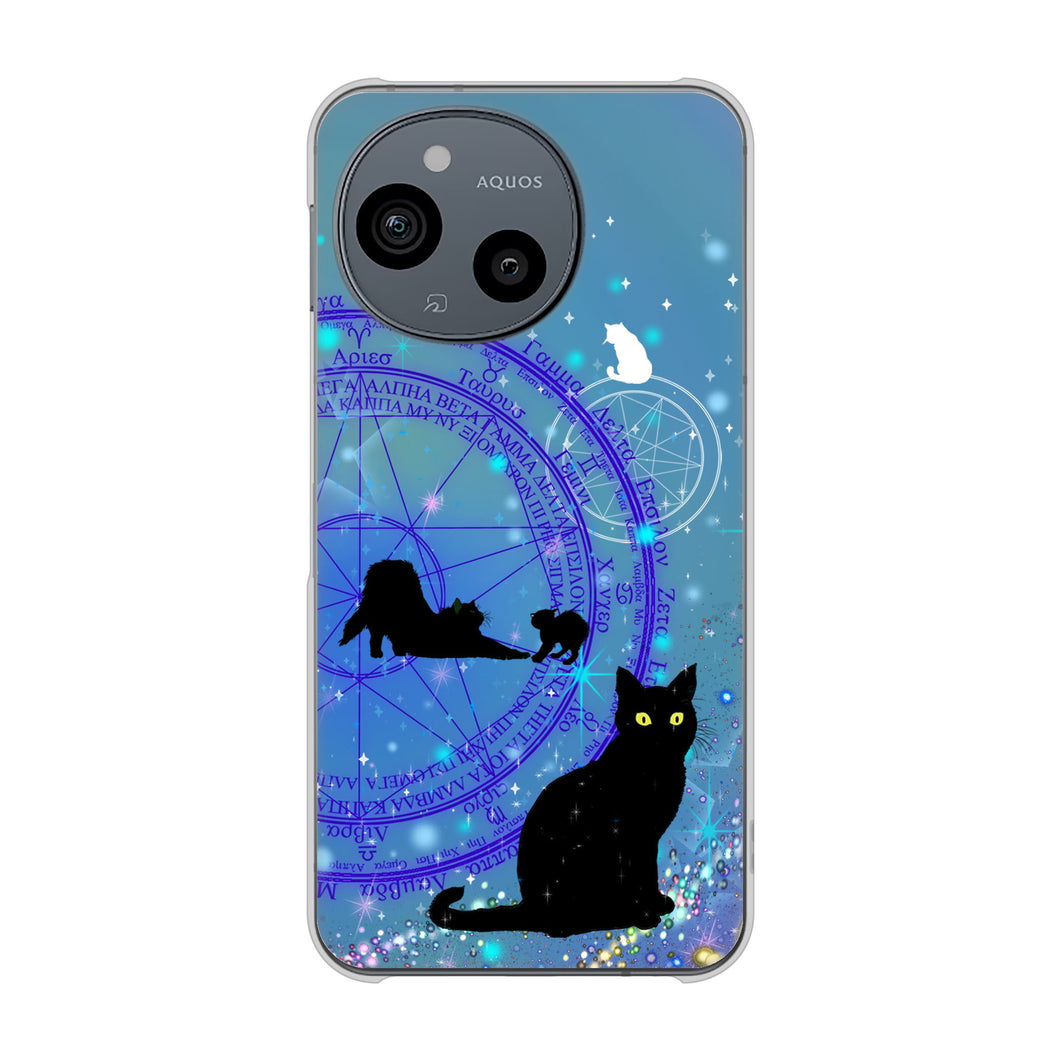 AQUOS sense9 SHG14 au 高画質仕上げ 背面印刷 ハードケース魔法陣猫