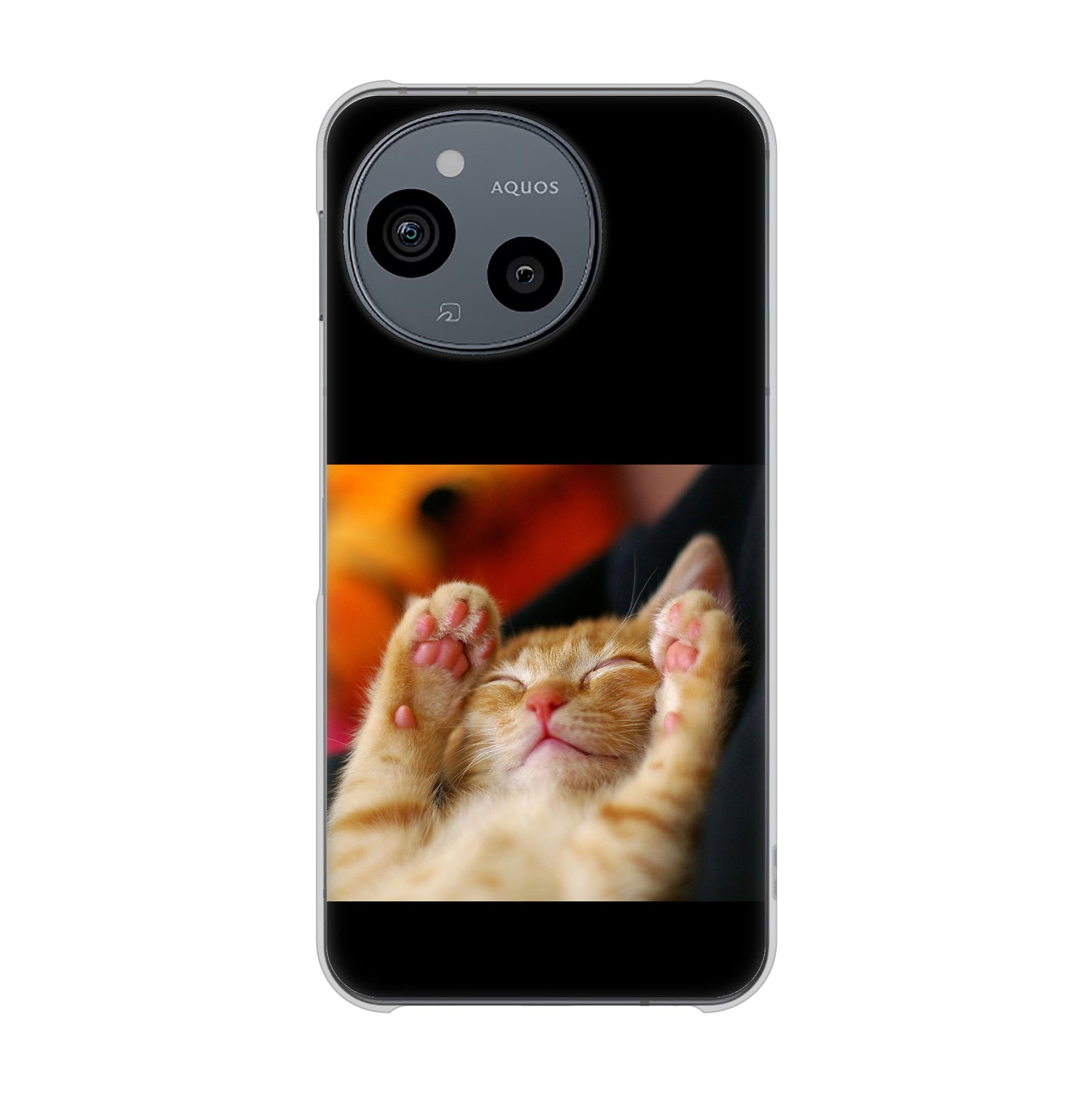 AQUOS sense10 SHG15 au 高画質仕上げ 背面印刷 ハードケース 【VA804 爆睡するネコ】