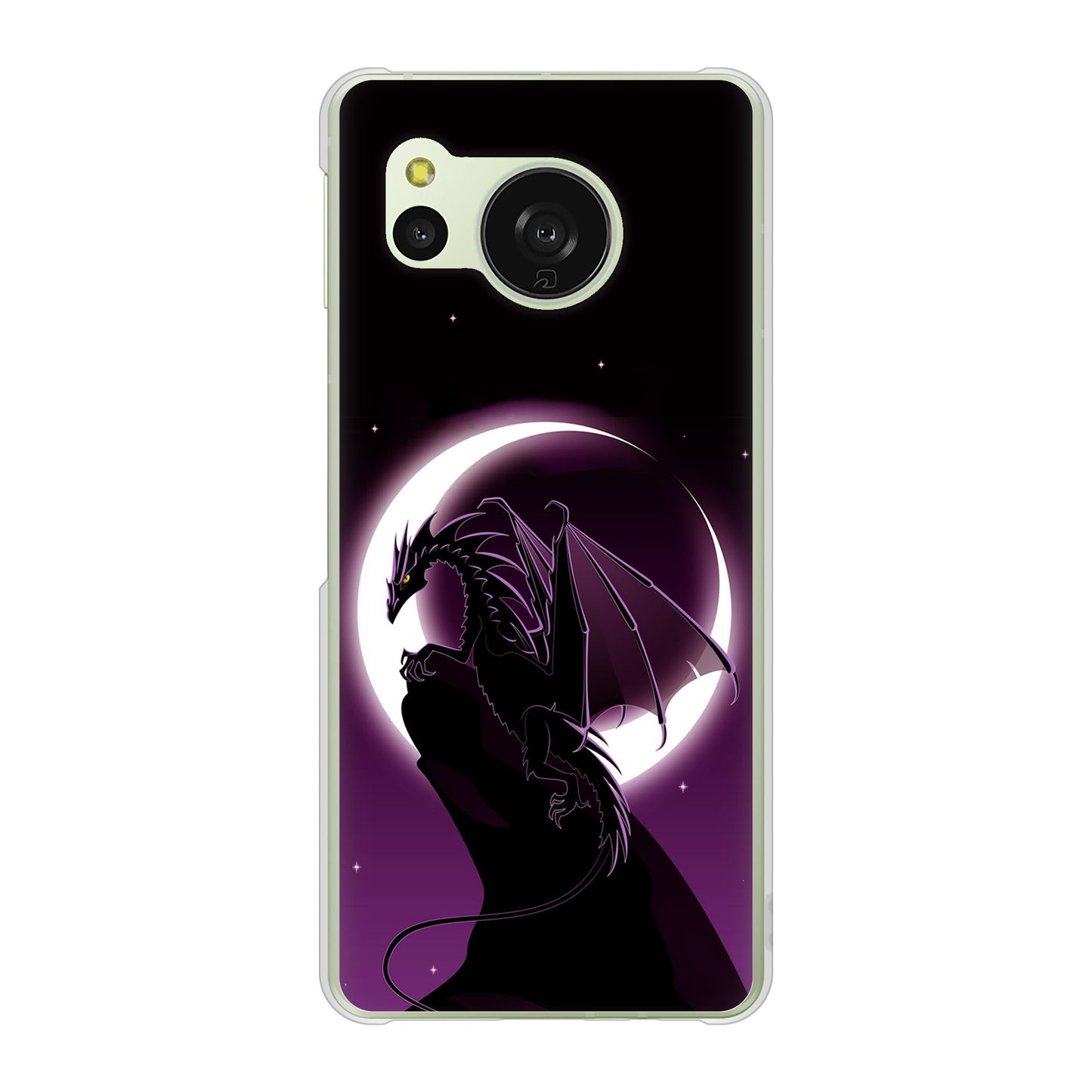 AQUOS sense8 SH-M26 高画質仕上げ 背面印刷 ハードケース 【037 三日月とドラゴン】