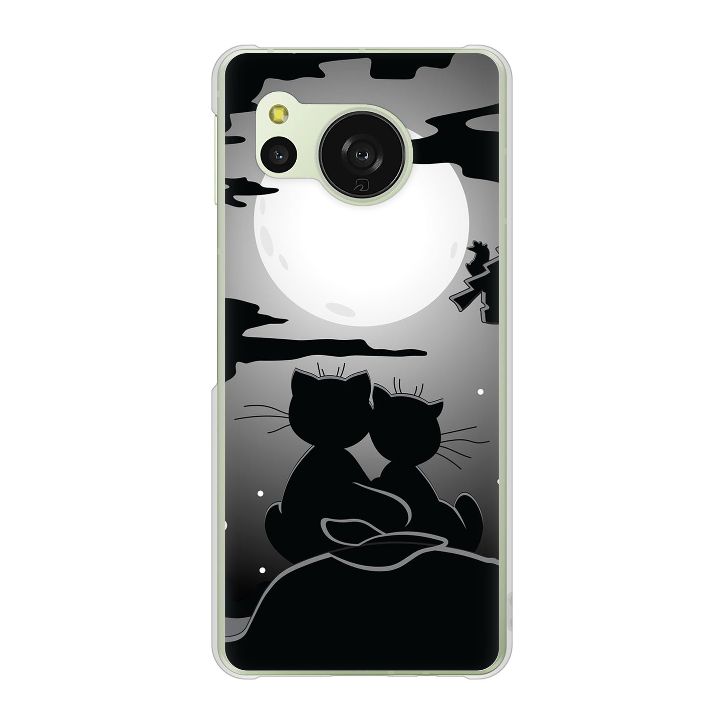 AQUOS sense8 SH-M26 高画質仕上げ 背面印刷 ハードケース夜とネコ