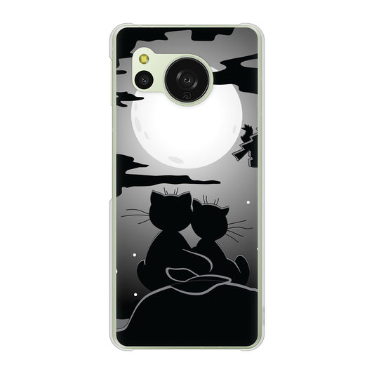 AQUOS sense8 SH-M26 高画質仕上げ 背面印刷 ハードケース夜とネコ