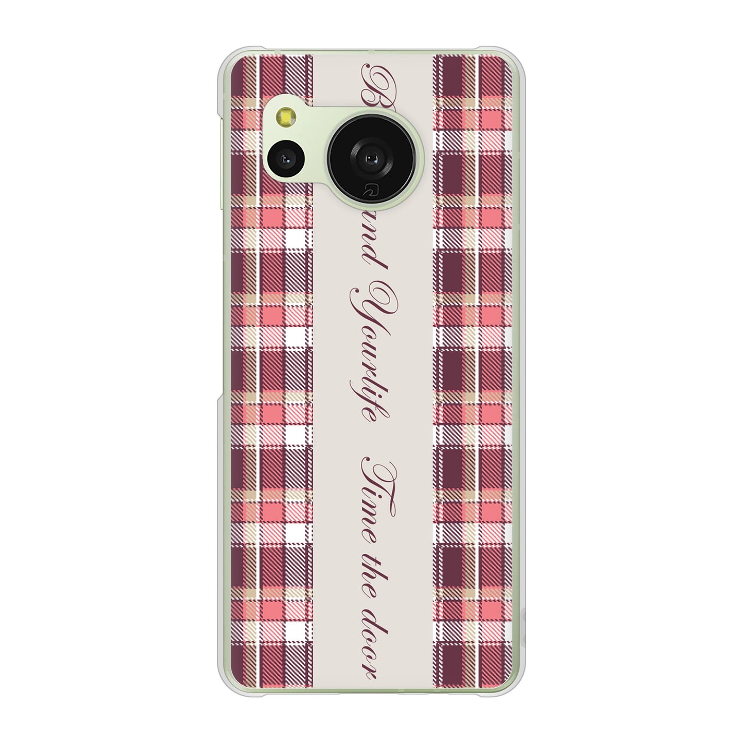 AQUOS sense8 SH-M26 高画質仕上げ 背面印刷 ハードケースピンクチェック