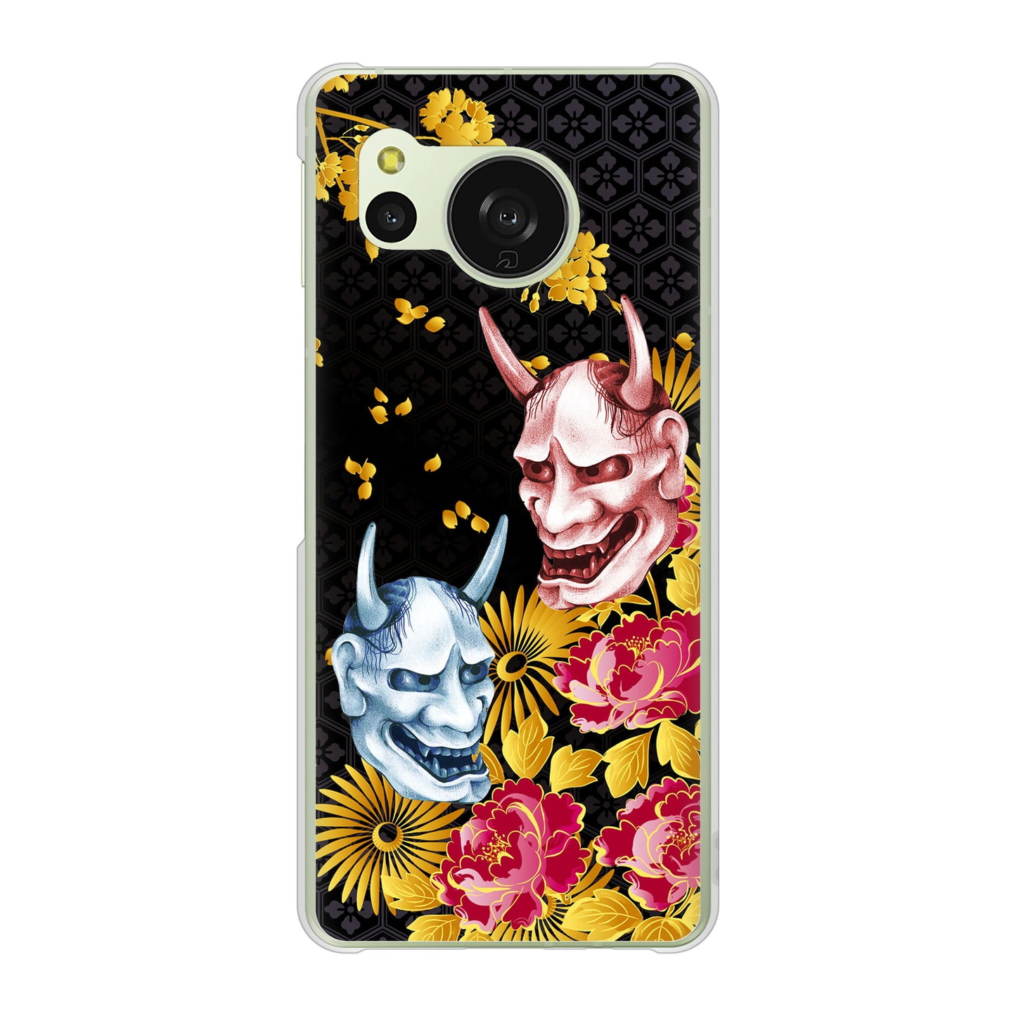 AQUOS sense8 SH-M26 高画質仕上げ 背面印刷 ハードケース 【1024 般若と牡丹2】