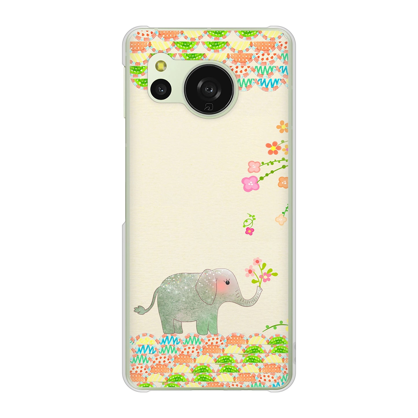 AQUOS sense8 SH-M26 高画質仕上げ 背面印刷 ハードケース 【1039 お散歩ゾウさん】