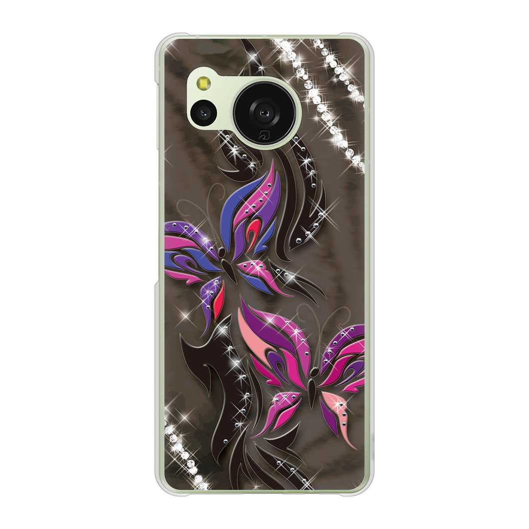 AQUOS sense8 SH-M26 高画質仕上げ 背面印刷 ハードケース 【1164 キラめくストーンと蝶】