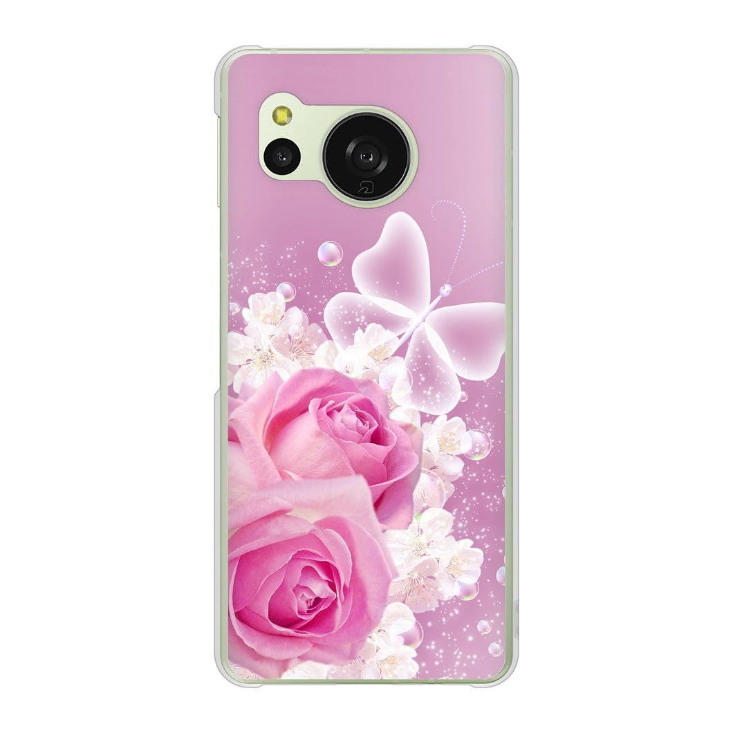 AQUOS sense8 SH-M26 高画質仕上げ 背面印刷 ハードケースロマンチックなバラ