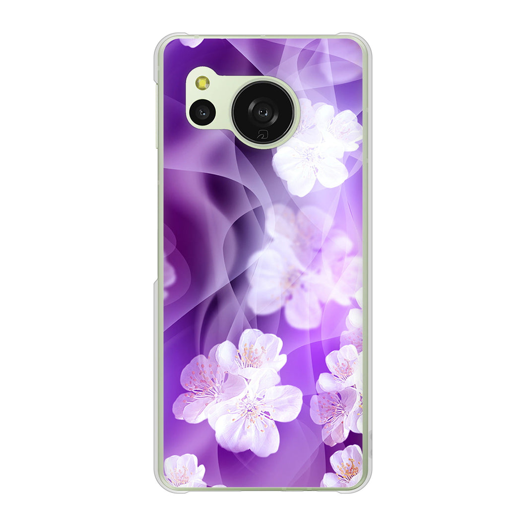 AQUOS sense8 SH-M26 高画質仕上げ 背面印刷 ハードケース 【1211 桜とパープルの風】