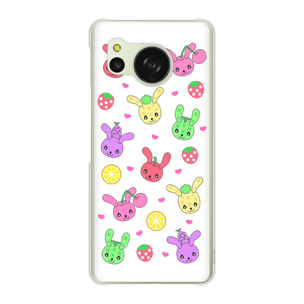 AQUOS sense8 SH-M26 高画質仕上げ 背面印刷 ハードケースむかいあぐる フルーツうさぎのブルーラビッツ