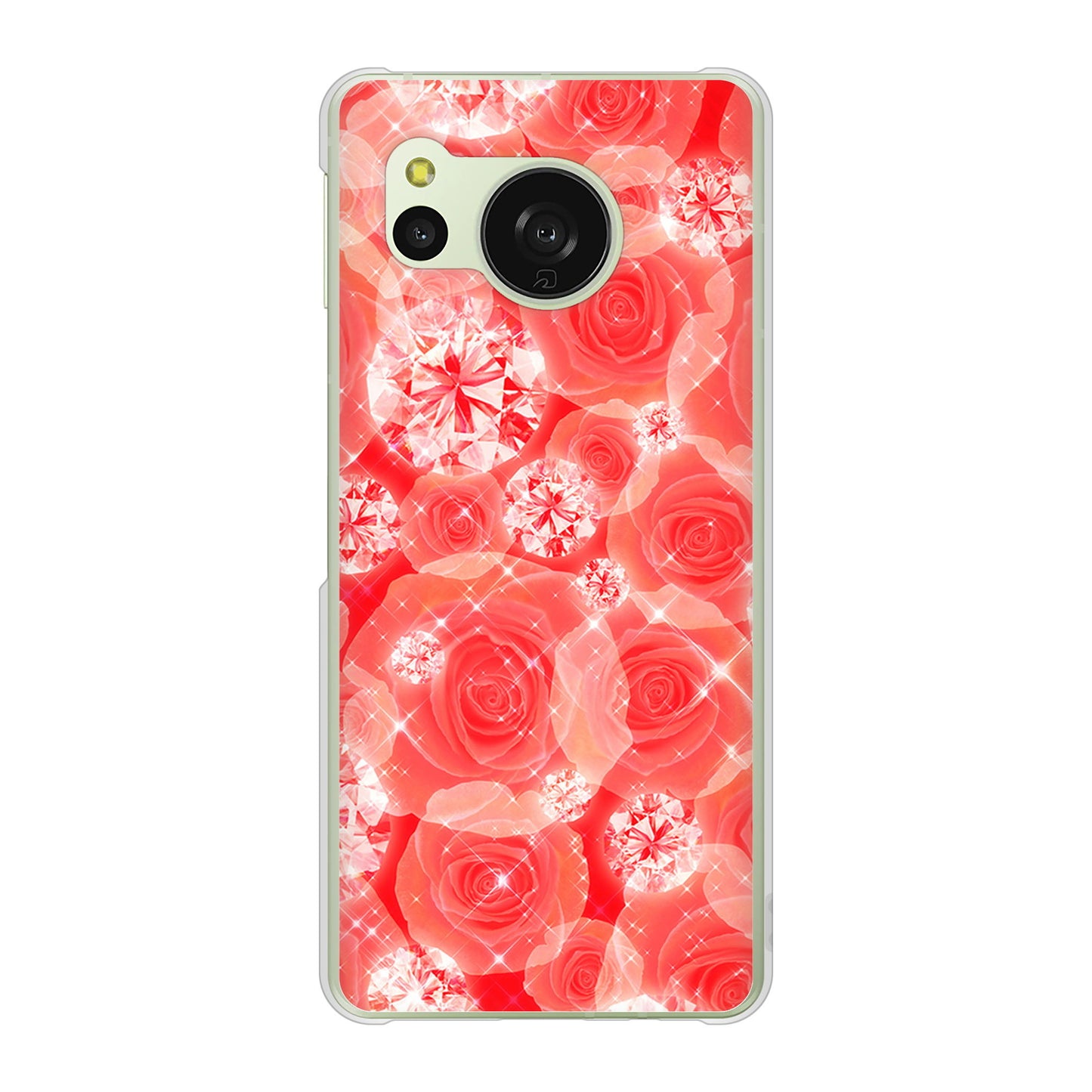 AQUOS sense8 SH-M26 高画質仕上げ 背面印刷 ハードケース 【VA816 ダイヤモンドとバラ】