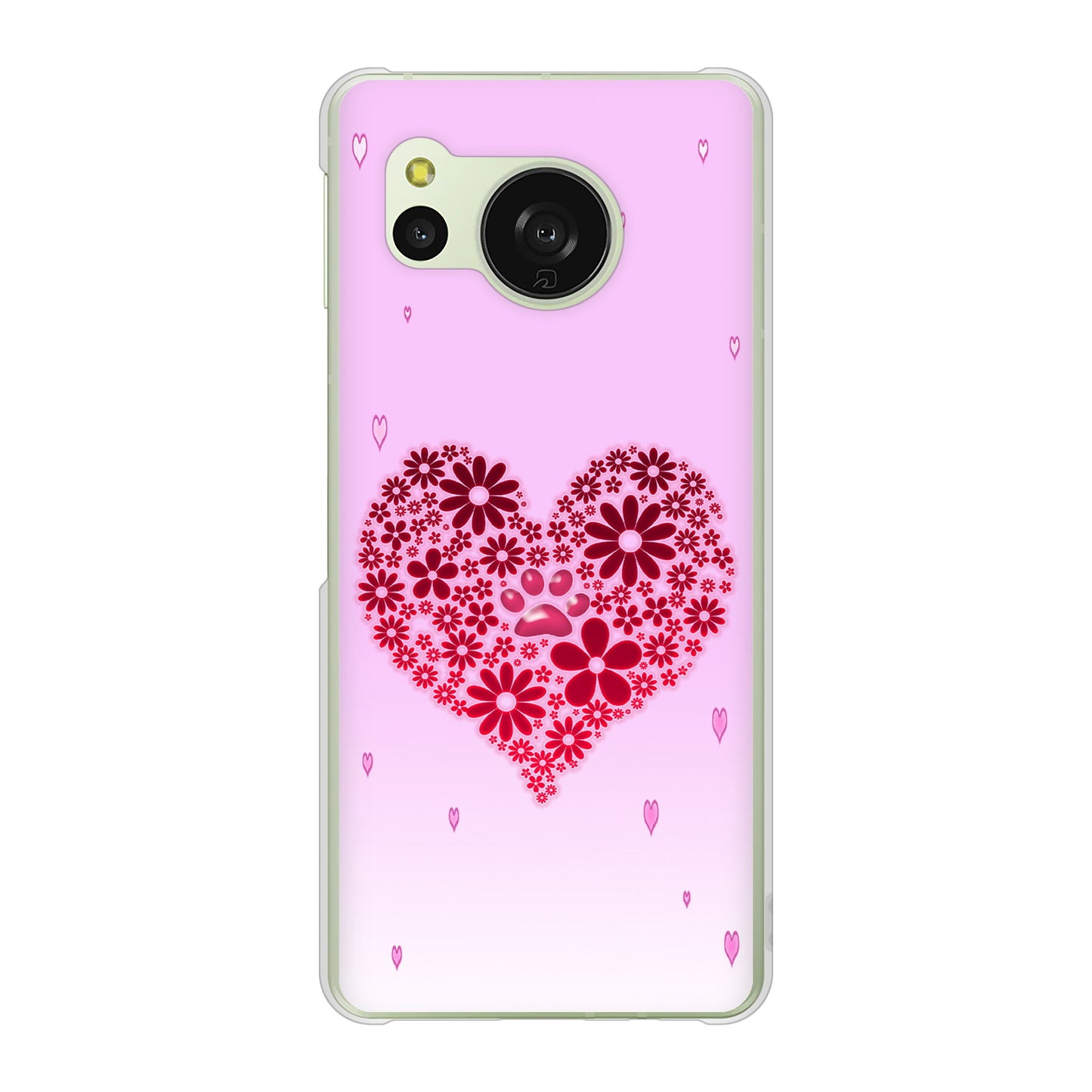 AQUOS sense8 SH-M26 高画質仕上げ 背面印刷 ハードケースハートと肉球