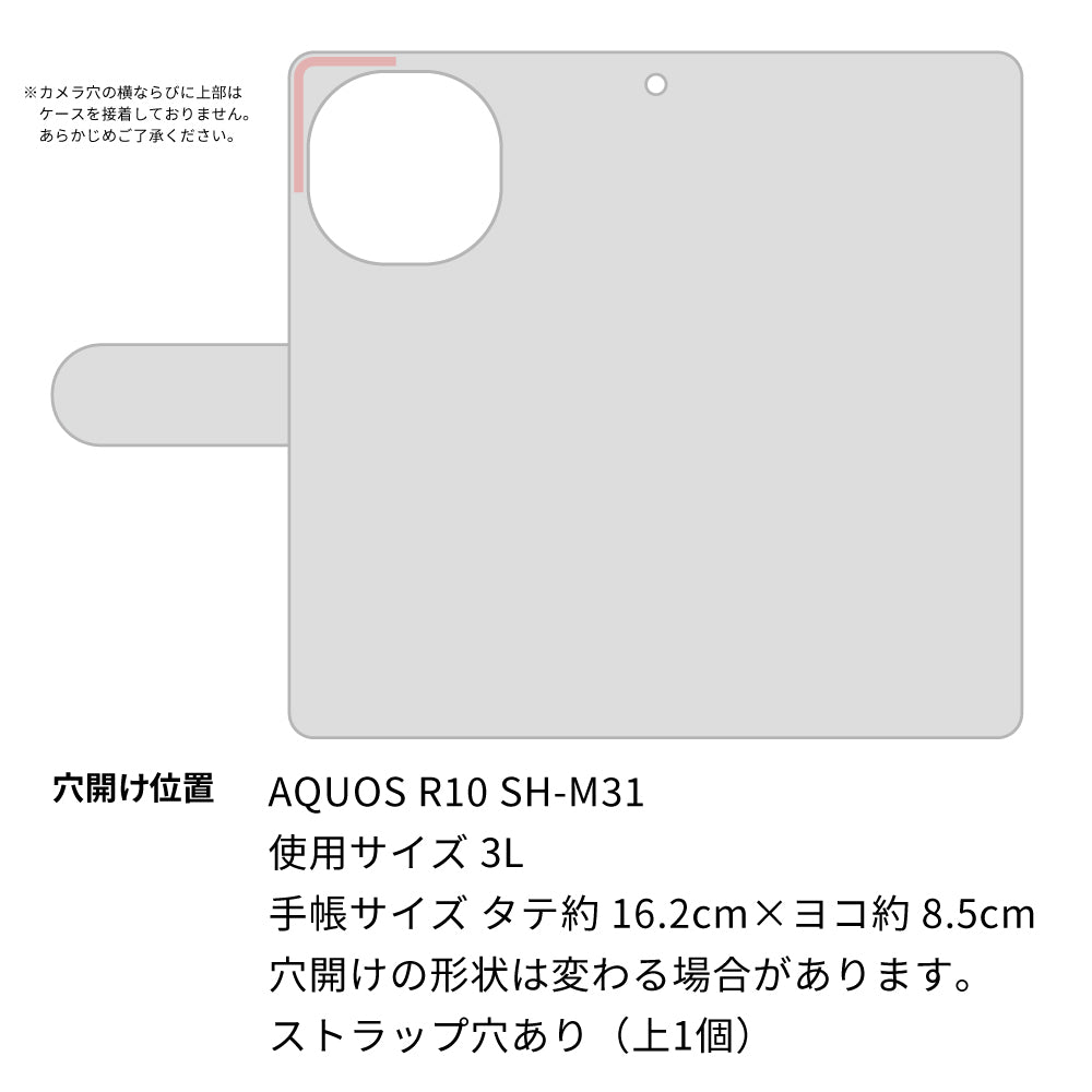 AQUOS R10 SH-M31 クリアプリントブラックタイプ 手帳型ケース