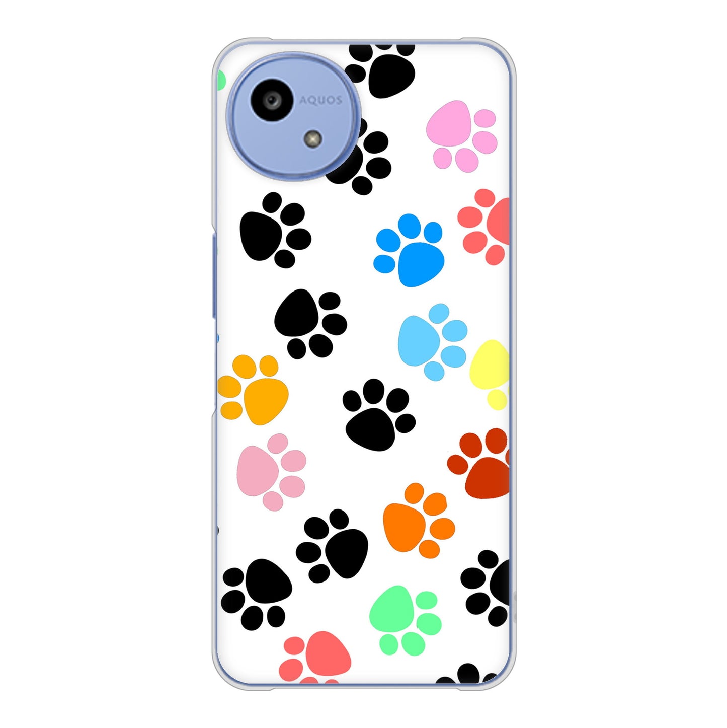 AQUOS wish5 SH-M32 高画質仕上げ 背面印刷 ハードケース 【1108 あしあとカラフル】