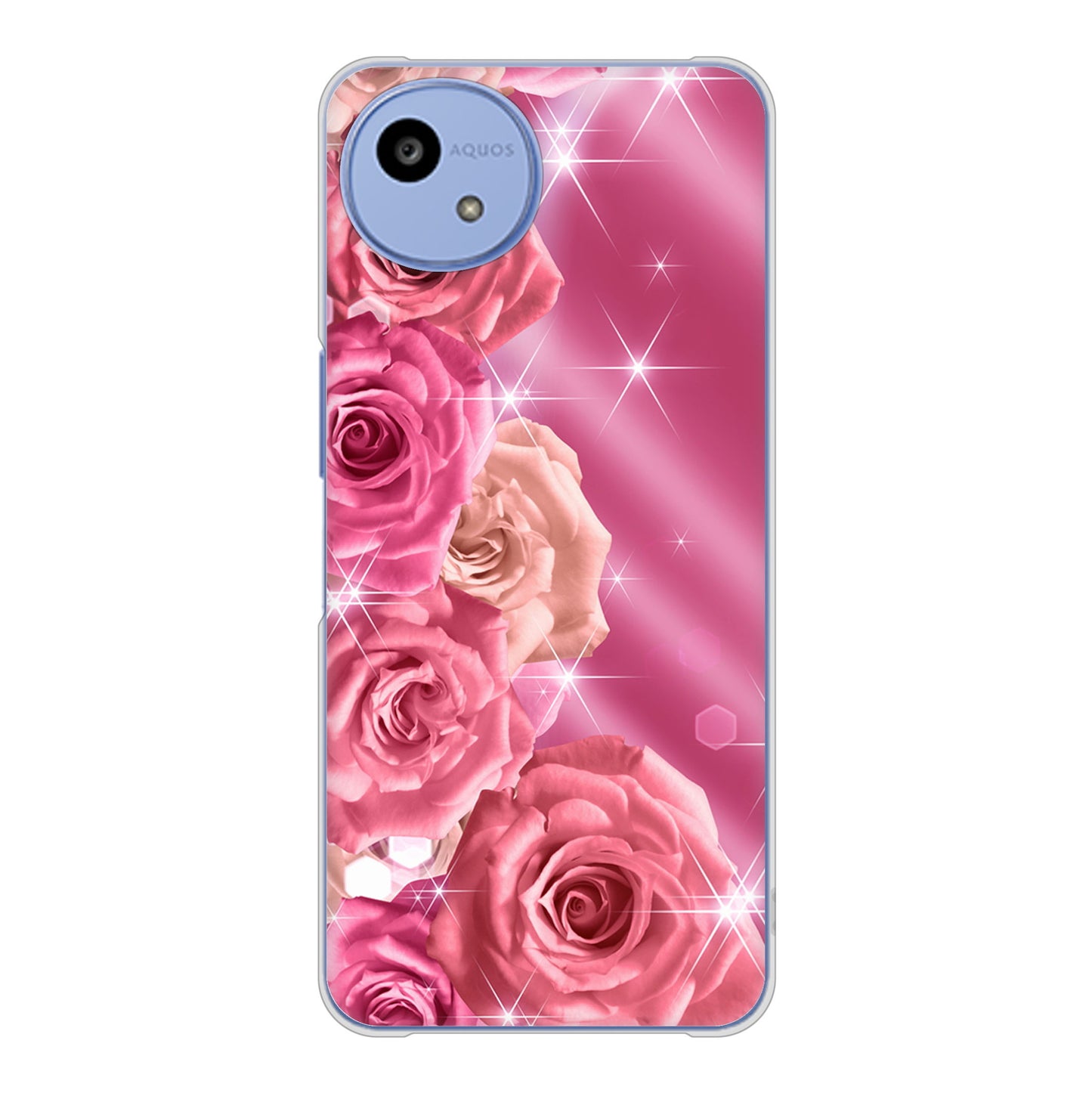 AQUOS wish5 SH-M32 高画質仕上げ 背面印刷 ハードケース 【1182 ピンクの薔薇に誘われて】