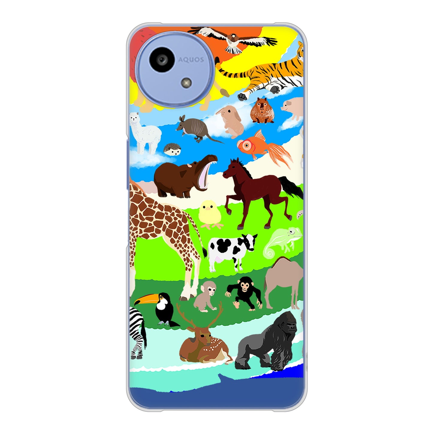 AQUOS wish5 SH-M32 高画質仕上げ 背面印刷 ハードケース 【YJ201 アニマルプラネット】