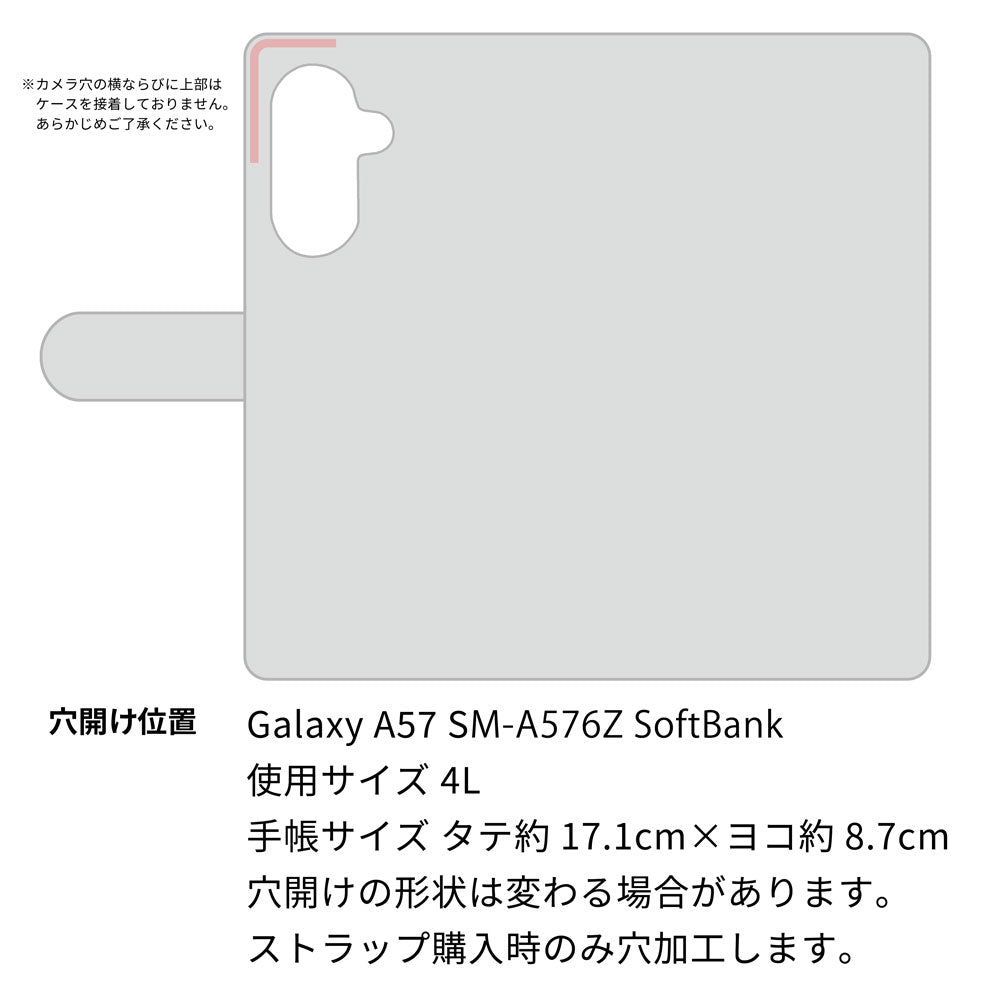 Galaxy A57 SM-A576Z SoftBank 天然素材の水玉デニム本革仕立て 本革ベルト 手帳型ケース 耐衝撃
