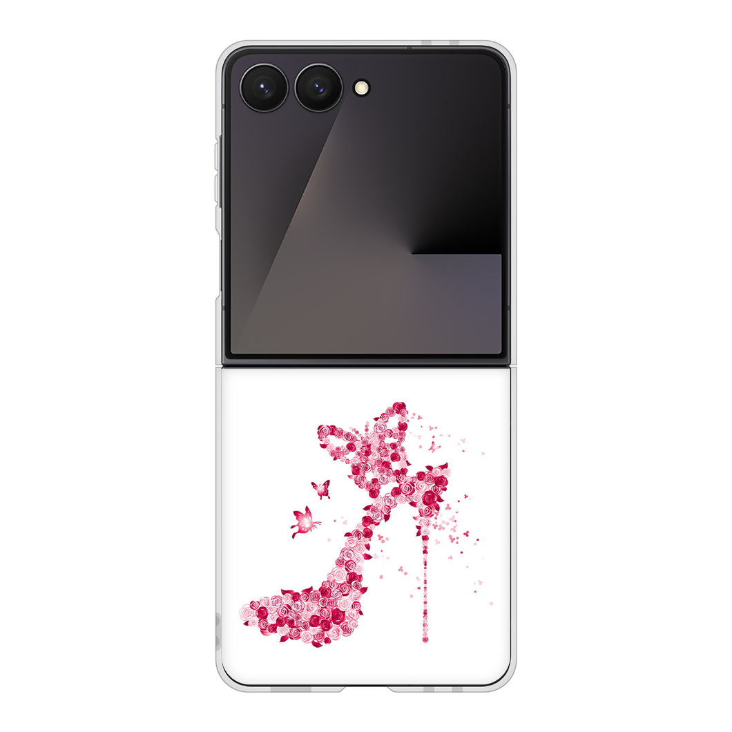 Galaxy Z Flip7 SM-F766Z SoftBank 高画質仕上げ 背面印刷 ハードケース 【387 薔薇のハイヒール】