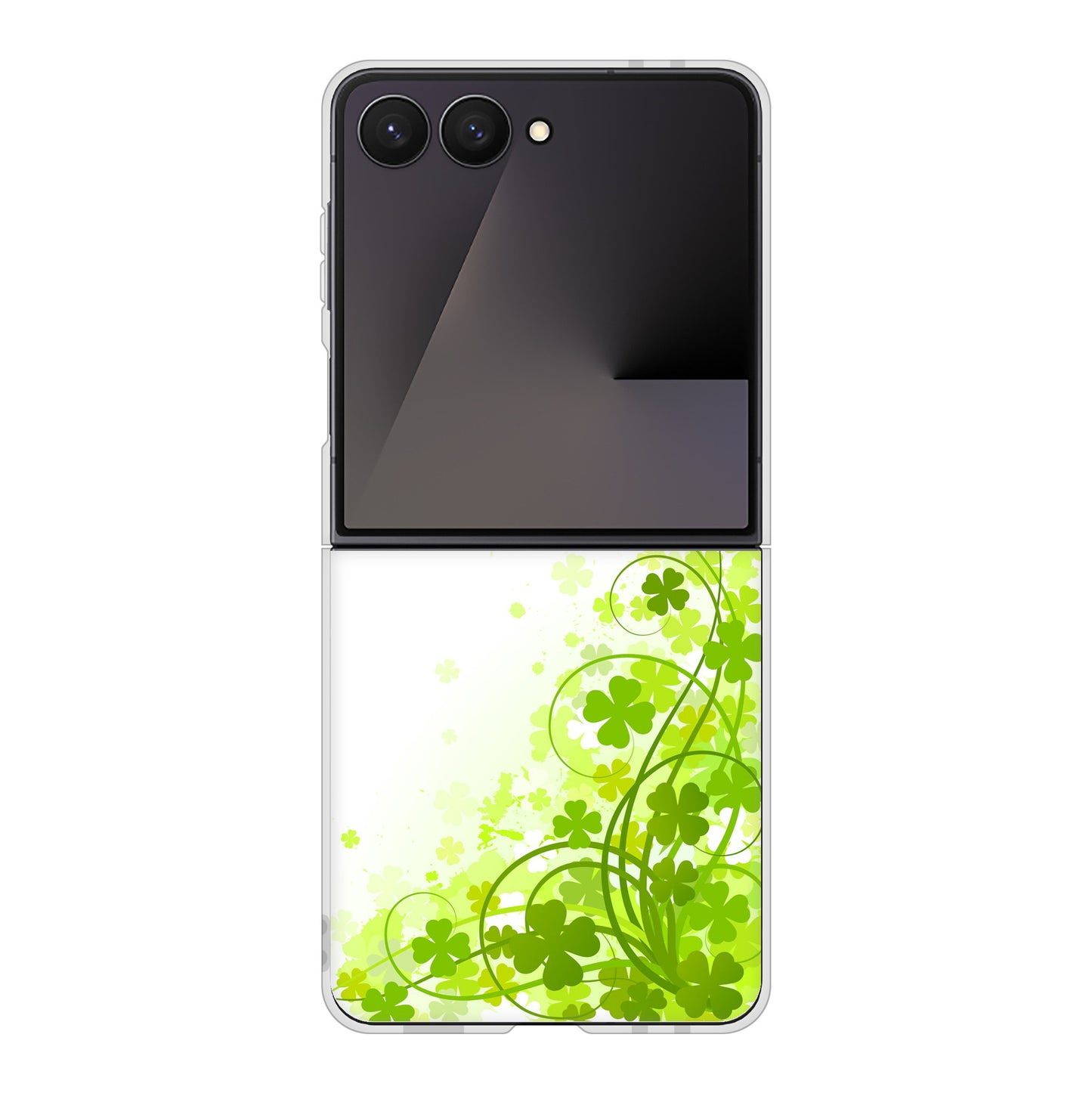 Galaxy Z Flip7 SM-F766Z SoftBank 高画質仕上げ 背面印刷 ハードケース 【565 四葉のクローバー】