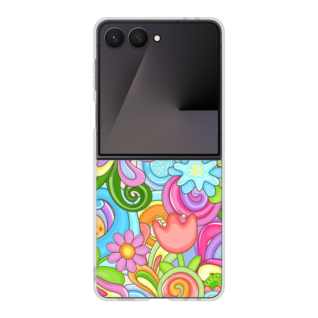 Galaxy Z Flip7 SM-F766Z SoftBank 高画質仕上げ 背面印刷 ハードケース 【713 ミラクルフラワー】