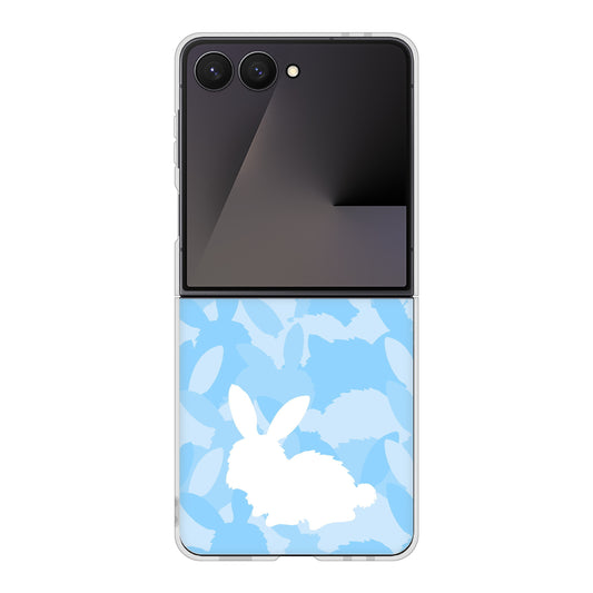 Galaxy Z Flip7 SM-F766Z SoftBank 高画質仕上げ 背面印刷 ハードケースむかいあぐる うさぎ迷彩風
