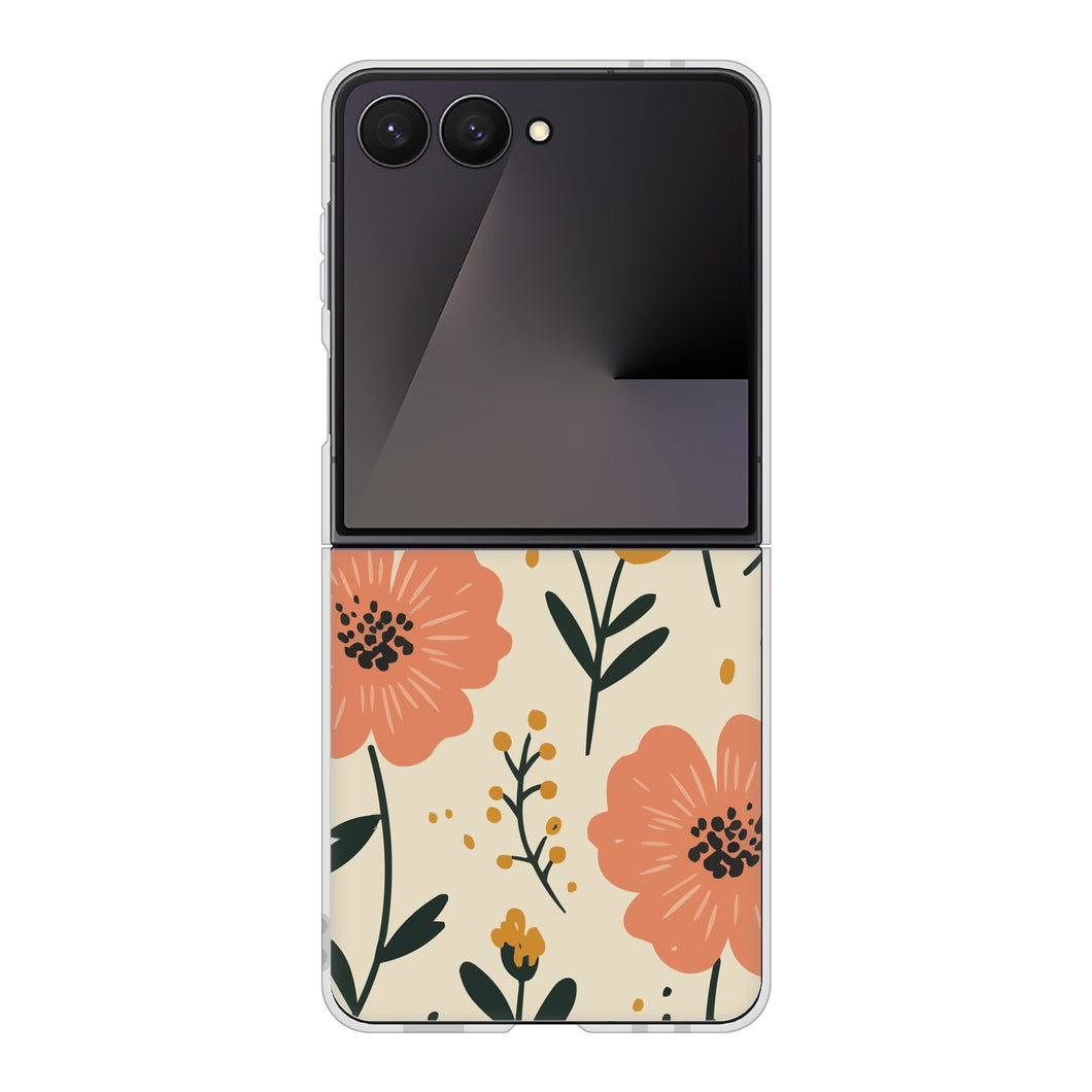 Galaxy Z Flip7 SM-F766Z SoftBank 高画質仕上げ 背面印刷 ハードケース北欧風花柄