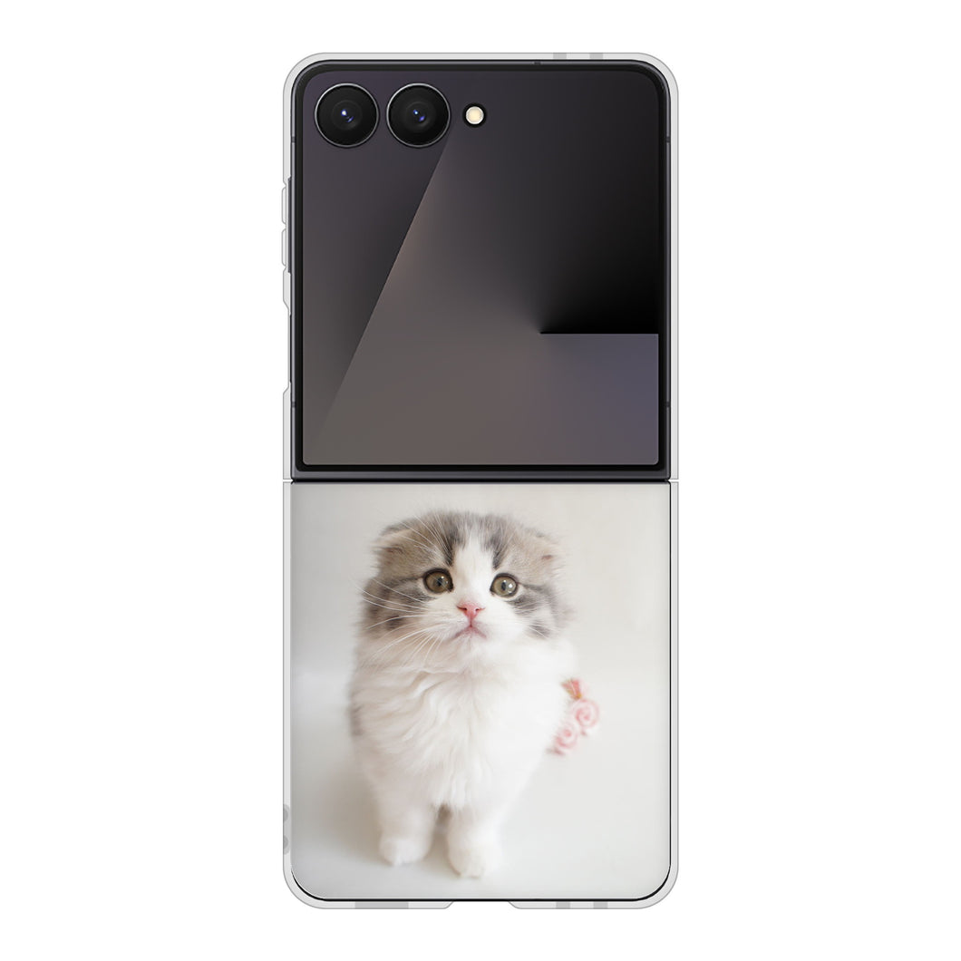 Galaxy Z Flip7 SM-F766Z SoftBank 高画質仕上げ 背面印刷 ハードケース 【VA803 まっていますネコ】
