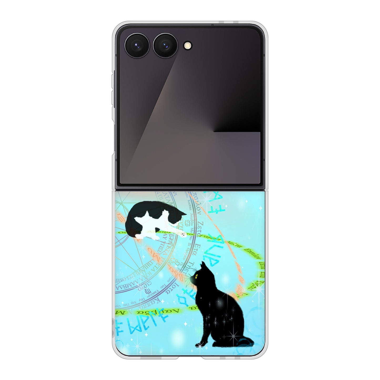 Galaxy Z Flip7 SM-F766Z SoftBank 高画質仕上げ 背面印刷 ハードケース魔法陣猫