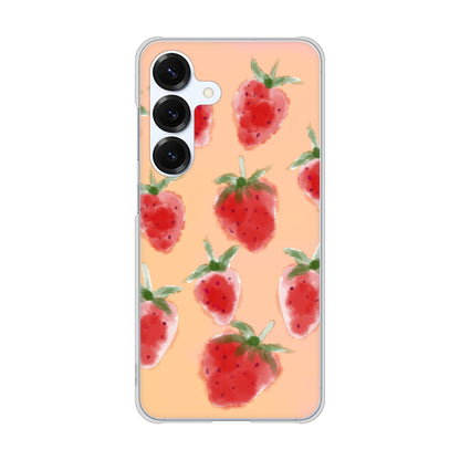 Galaxy S25 SM-S931Z SoftBank 高画質仕上げ 背面印刷 ハードケースイチゴ 水彩