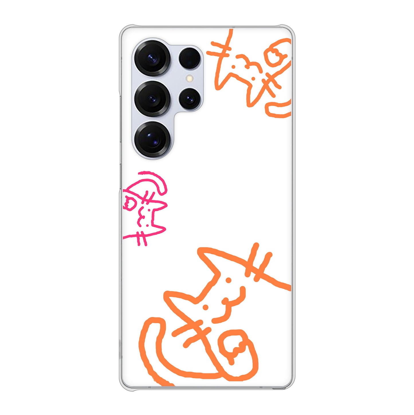 Galaxy S25 Ultra SM-S938Z SoftBank 高画質仕上げ 背面印刷 ハードケース 【1098 手まねきする3匹のネコ】