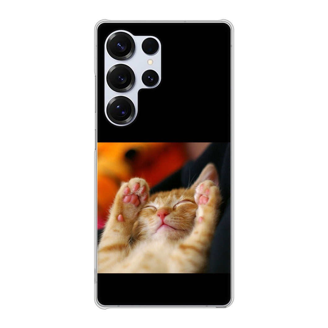 Galaxy S25 Ultra SM-S938Z SoftBank 高画質仕上げ 背面印刷 ハードケース 【VA804 爆睡するネコ】
