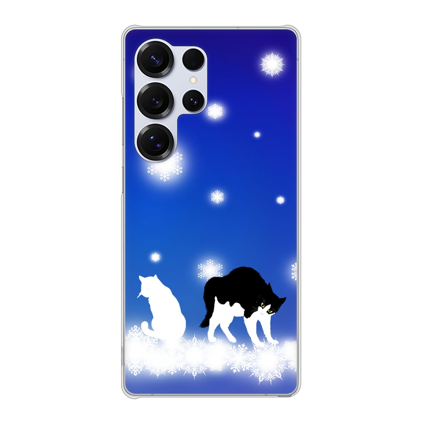 Galaxy S25 Ultra SM-S938Z SoftBank 高画質仕上げ 背面印刷 ハードケース 【YJ335 雪の結晶 はちわれ】