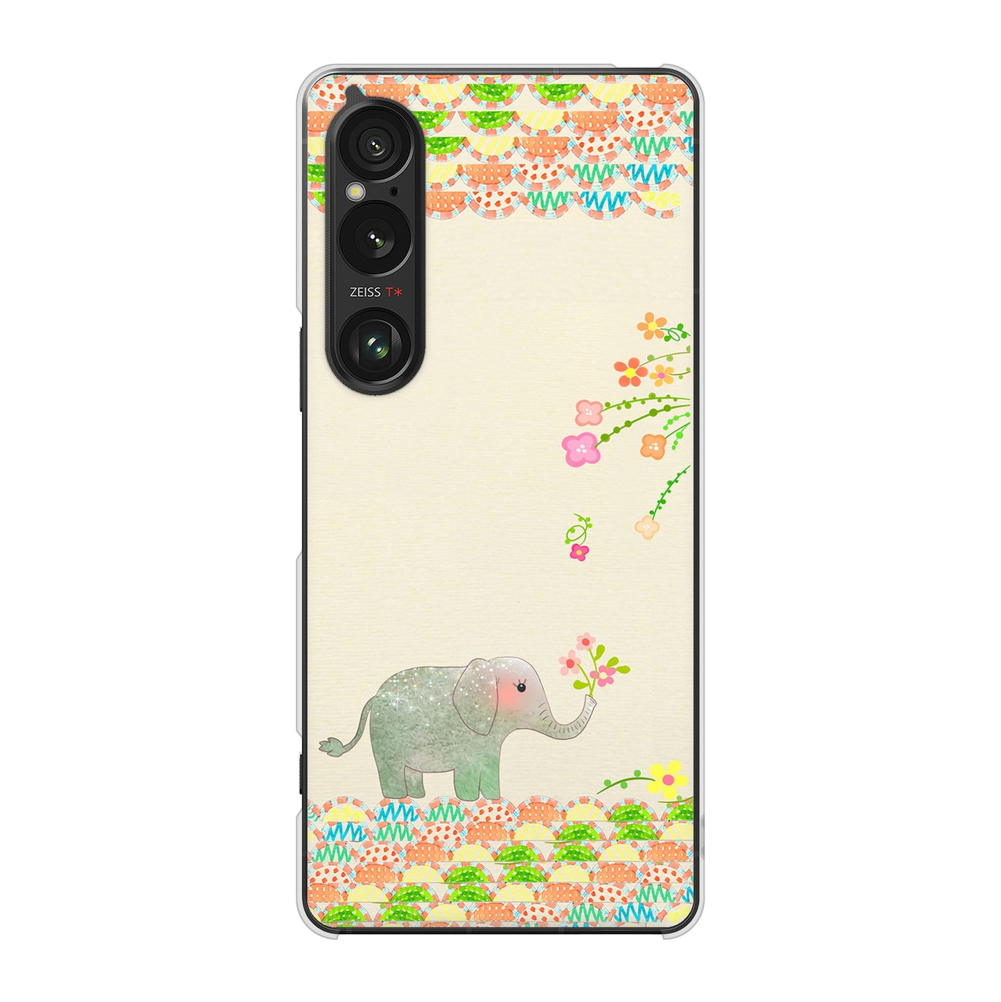Xperia 1 VI SO-51E docomo 高画質仕上げ 背面印刷 ハードケース 【1039 お散歩ゾウさん】