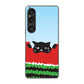 Xperia 1 VI SO-51E docomo 高画質仕上げ 背面印刷 ハードケースすいかをかじるネコ