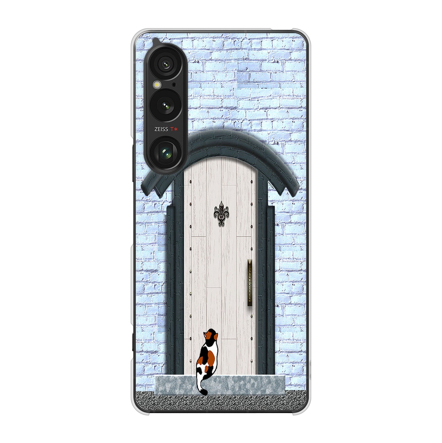 Xperia 1 VI SO-51E docomo 高画質仕上げ 背面印刷 ハードケース猫とドア