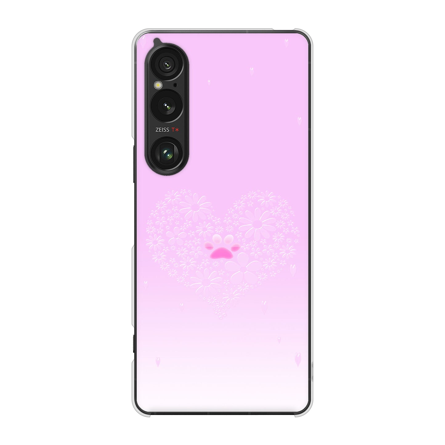 Xperia 1 VI SO-51E docomo 高画質仕上げ 背面印刷 ハードケースハートと肉球
