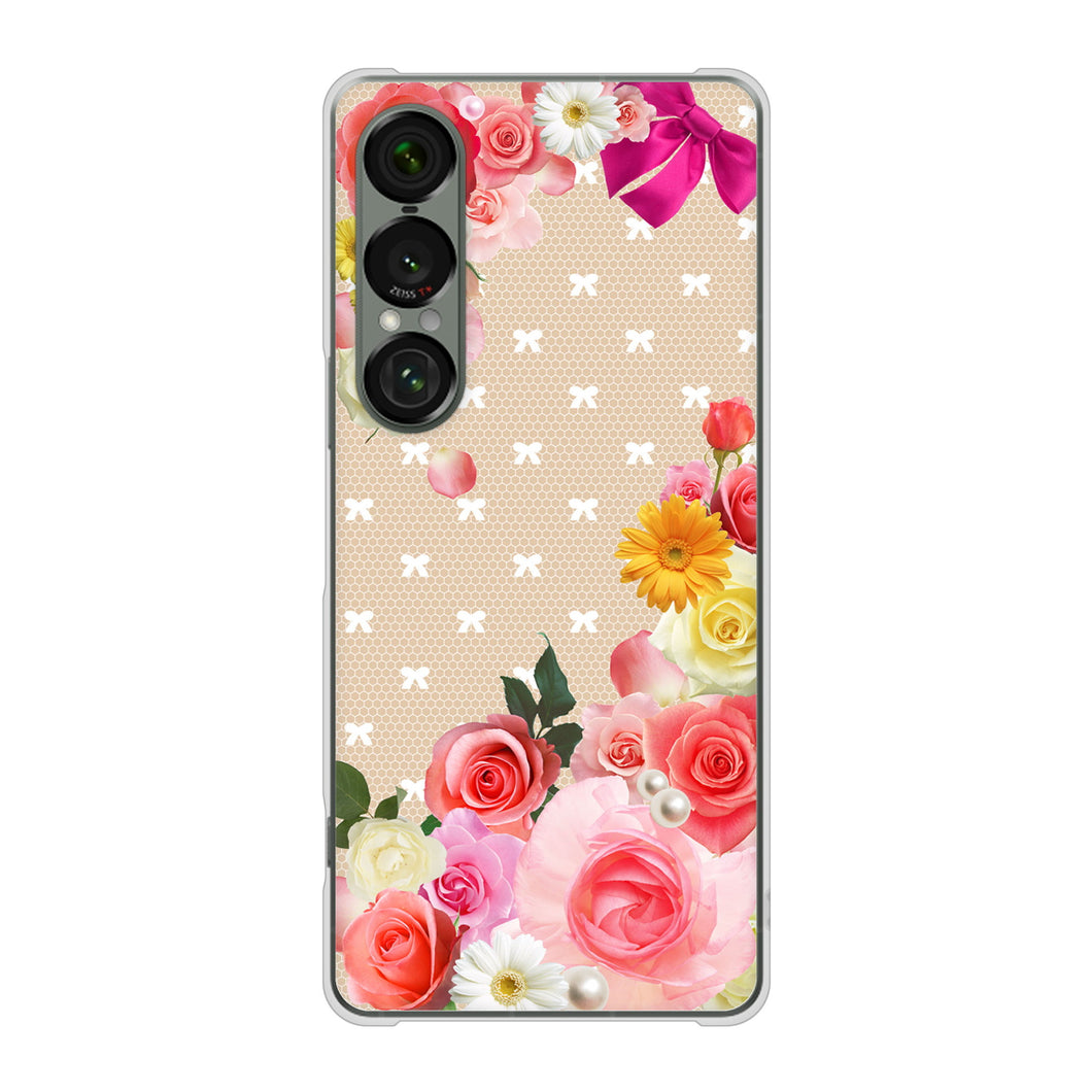 Xperia 1 VII SO-51F docomo 高画質仕上げ 背面印刷 ハードケースロマンチックなバラ