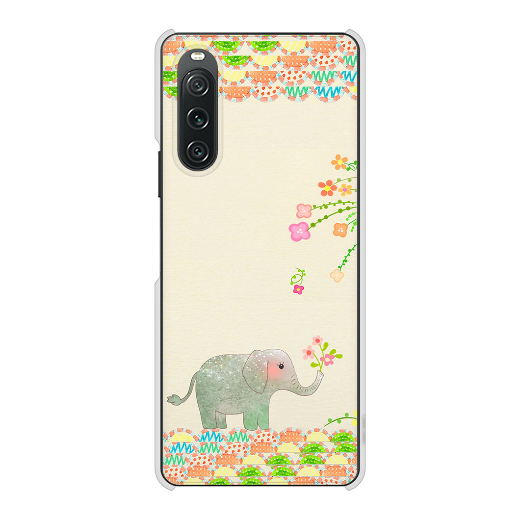 Xperia 10 V SO-52D docomo 高画質仕上げ 背面印刷 ハードケース 【1039 お散歩ゾウさん】