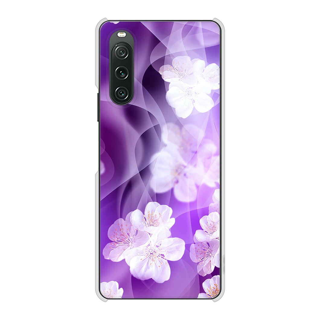 Xperia 10 V SO-52D docomo 高画質仕上げ 背面印刷 ハードケース 【1211 桜とパープルの風】