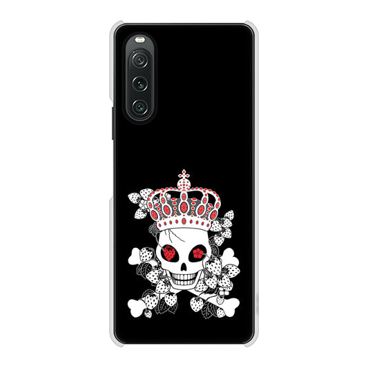 Xperia 10 V SO-52D docomo 高画質仕上げ 背面印刷 ハードケースむかいあぐる 苺骸骨王冠蔦