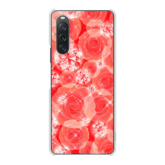 Xperia 10 V SO-52D docomo 高画質仕上げ 背面印刷 ハードケース 【VA816 ダイヤモンドとバラ】